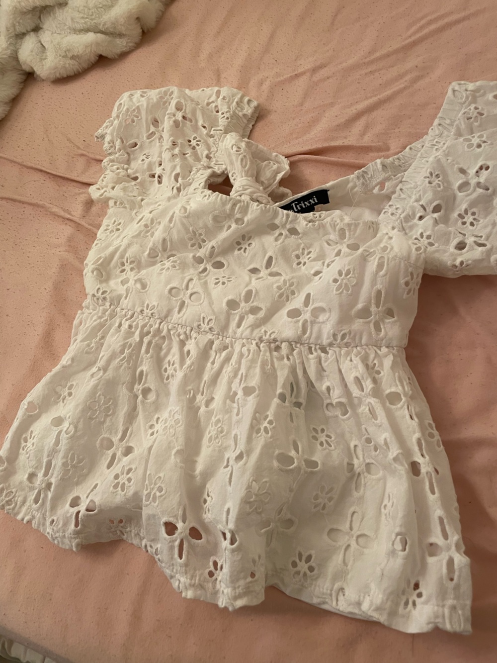 Trixxi White Eyelet Peplum Camisole